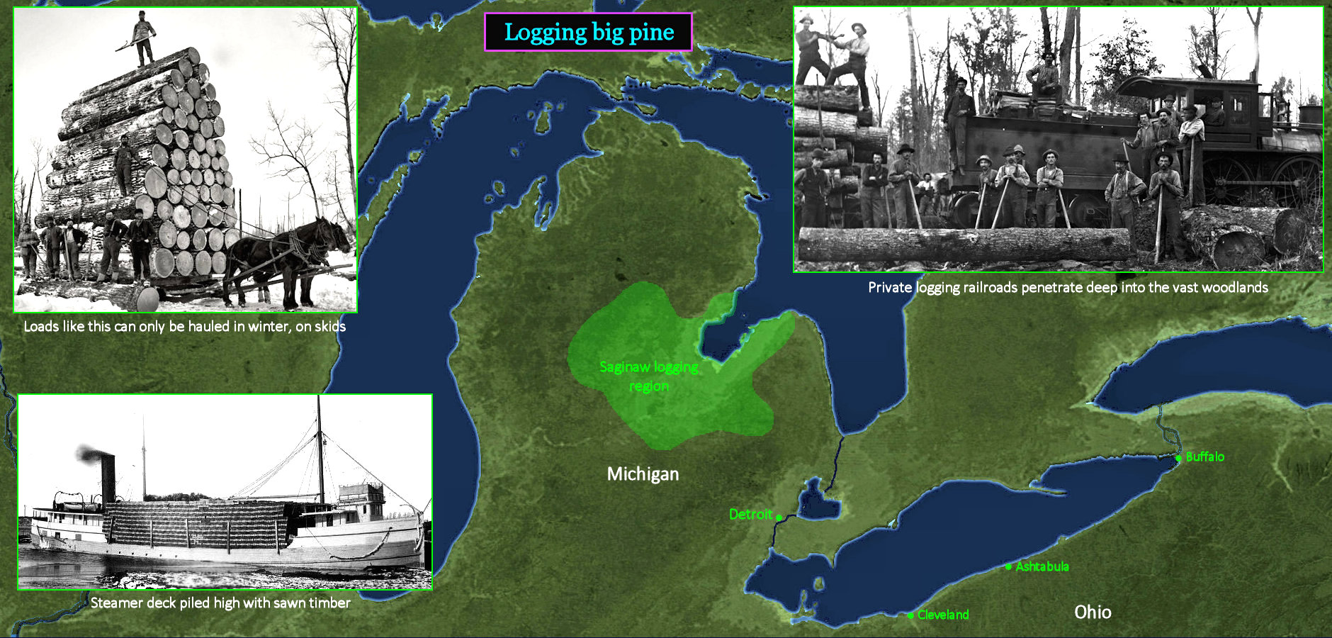 Michigan lumber, 1890 map